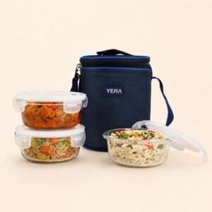 Yera Lunch Lock Tiffin Set with Bag (3 Pcs) — corporate gifting Chandigarh