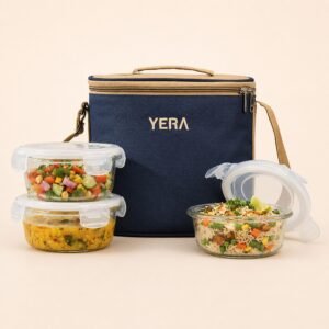 Yera Lunch Lock Tiffin Set with Bag + Bottle (4 Pcs) — corporate gifting Chandigarh