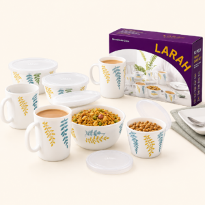 Larah Opalware 12-Piece Family Snack Set — Larah by Borosil opalware family snack set for corporate gifting