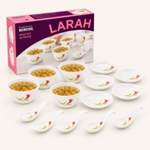 Larah Opalware 18-Piece Soup Set (Bowl, Saucer & Spoon) — Larah by Borosil opalware soup set for corporate gifting