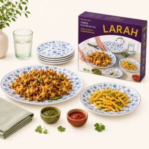 Larah Opalware 7-Piece Platter Set — Larah by Borosil opalware gift set for corporate gifting