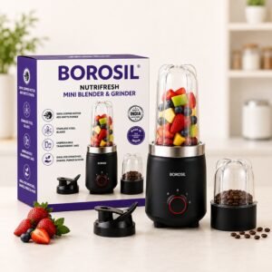 Borosil Nutrifresh Mini Blender & Grinder (black, red dial ring) - corporate gifting Chandigarh