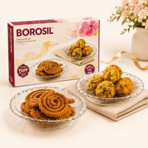 Borosil Fiesta Snack Plate Set (2 Pcs, 15cm) – TUFF Toughened Glass Corporate Diwali Gift | ChandigarhGifting.com