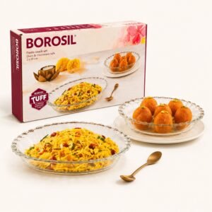 Borosil Fiesta Snack Plate Set (2 Pcs, 19cm) – TUFF Toughened Glass Corporate Diwali Gift | ChandigarhGifting.com