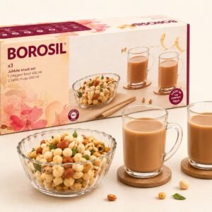 Borosil Jubblie Snack Set (3 Pcs) – TUFF Toughened Glass Corporate Diwali Gift | ChandigarhGifting.com