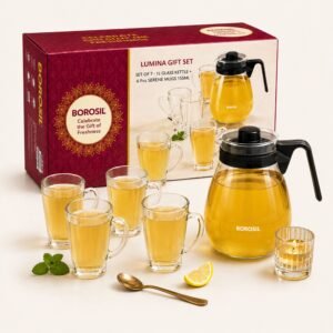 Borosil Lumina Gift Set (7 Pcs) â€“ TUFF Toughened Glass Corporate Diwali Gift | ChandigarhGifting.com