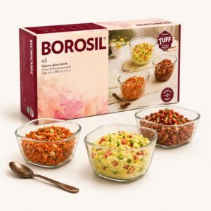 Borosil Square Mixing Bowl Set TC (3 Pcs â€“ 500+780+1100ml) â€“ TUFF Toughened Glass Corporate Diwali Gift | ChandigarhGifting.com