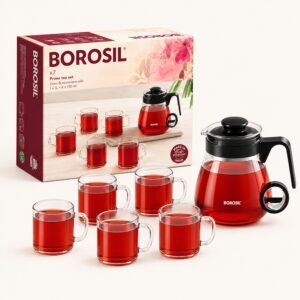 Borosil Prime Tea Set (7 Pcs) â€“ TUFF Toughened Glass Corporate Diwali Gift | ChandigarhGifting.com