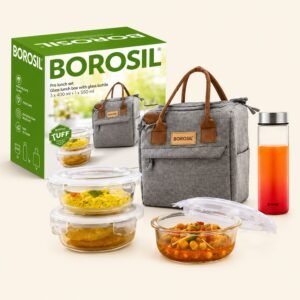 Borosil Pro Lunch Box Set with Glass Bottle (4 Pcs) â€“ TUFF Toughened Glass Corporate Diwali Gift | ChandigarhGifting.com