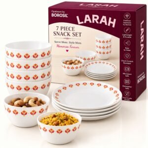 Larah by Borosil Plano 7-Piece Snack Set
