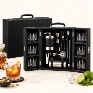 FnS Cheers Cabinet 14-Pc Bar Set - Portable Wooden Cabinet | Diwali Corporate Gift