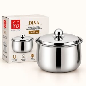 FnS Diva 3000ml Steel Casserole - Mushroom Knob | Diwali Corporate Gift