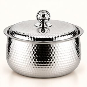 FnS Genoa 3000ml Hammered Steel Casserole - Hammered Steel Body | Diwali Corporate Gift