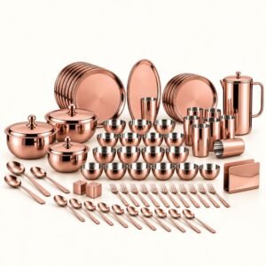 FnS Bon Bon 78-Pc Rose Gold Mirror Dinner Set - Mirror Finish | Diwali Corporate Gift