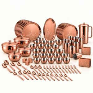 FnS Leheren 78-Pc Rose Gold Etched Dinner Set - Leaf/Vine Etched | Diwali Corporate Gift
